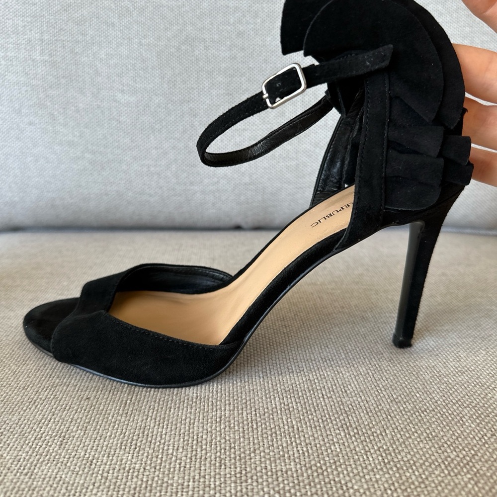 Banana Republic Suede Jackie Heel Sandals Black Size 8.5 - Picture 5 of 9